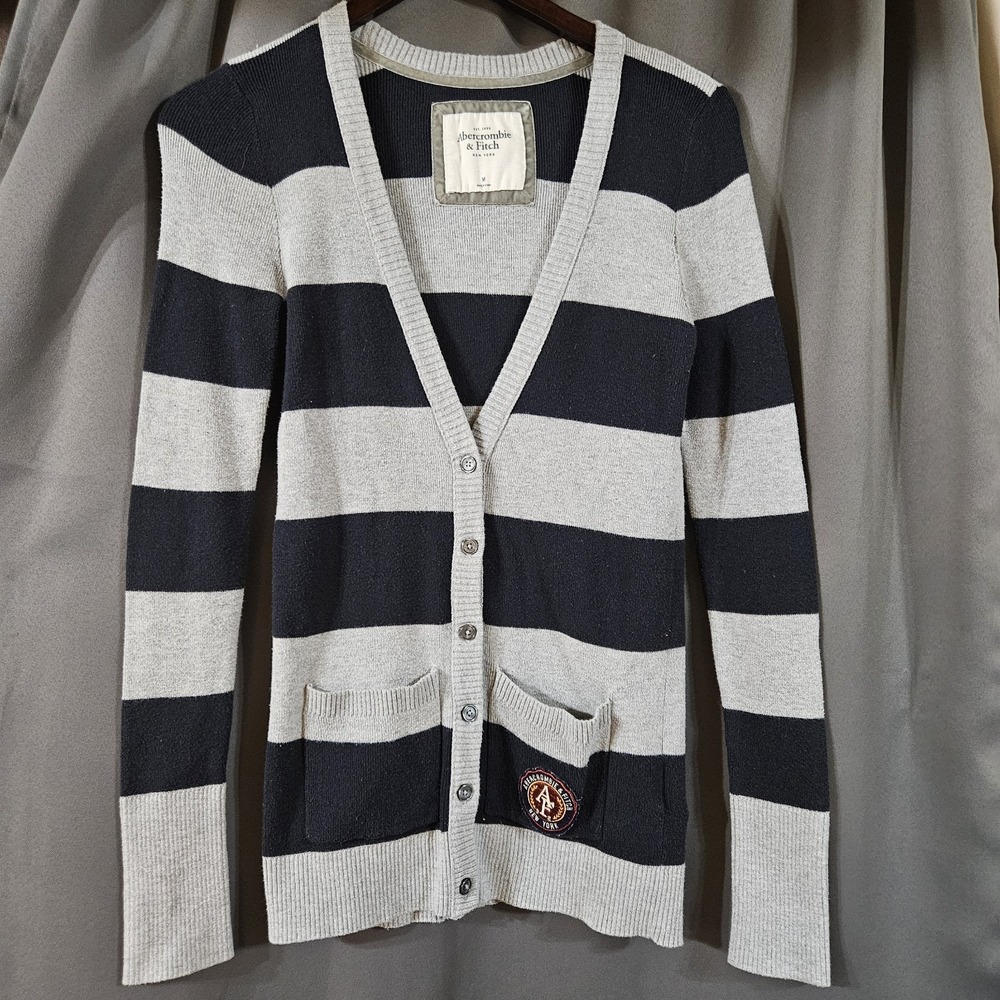 Abercrombie & Fitch Striped Button Front Cardigan Sweater Women's Medium Vtg Y2K